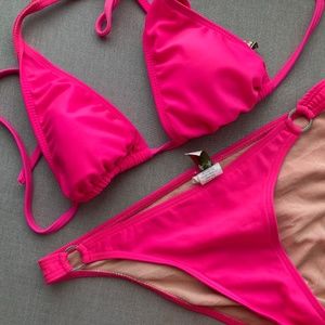 Neon pink swim suit